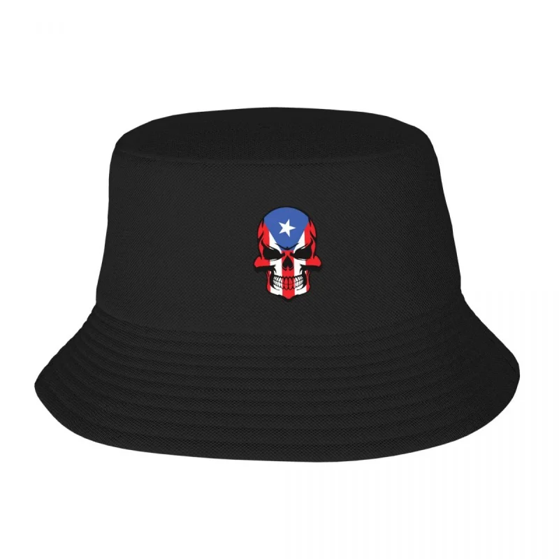 Череп с флагом Пуэрто-Рико, Крутая рыбацкая шляпа с черепом Пуэрто-Рико, мужские И женские кепки, рыбацкая шляпа, шляпа для девочек и мальчиков, . ' - ' . 0