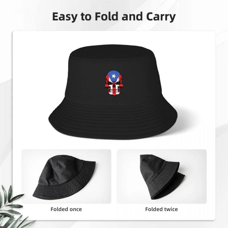 Череп с флагом Пуэрто-Рико, Крутая рыбацкая шляпа с черепом Пуэрто-Рико, мужские И женские кепки, рыбацкая шляпа, шляпа для девочек и мальчиков, . ' - ' . 4