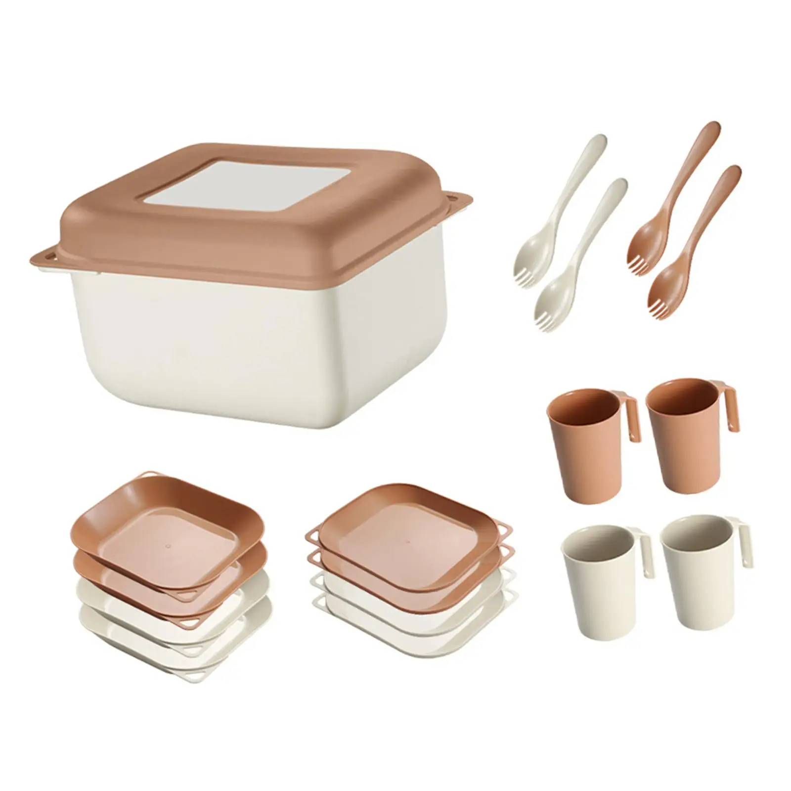 Коробка с наборами посуды из пшеничной соломы, уличный набор столовых приборов для вечеринки на кухне, пикника . ' - ' . 1