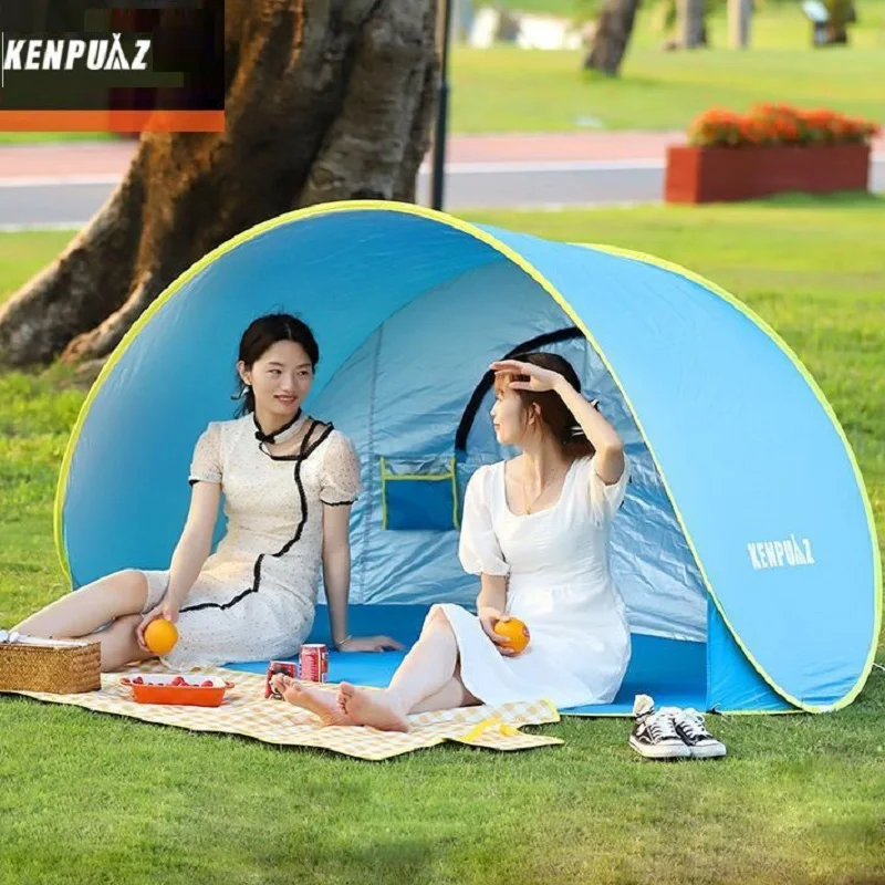 Палатка для 2 человек, принадлежности для кемпинга на открытом воздухе, Портативная, без установки, автоматическая, быстро открывающаяся Складная водонепроницаемая дорожная пляжная палатка . ' - ' . 3