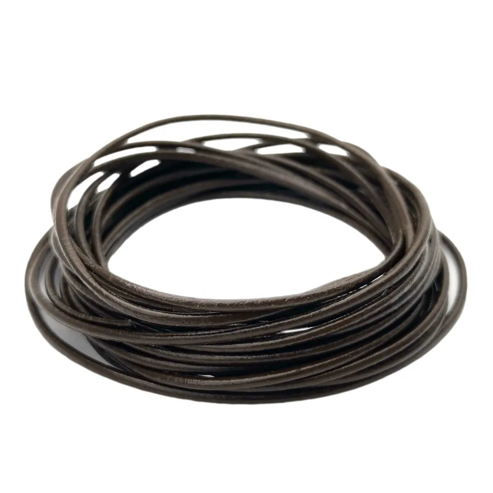 5 Ярдов темно-коричневых 2 мм круглых шнуров из натуральной кожи, ремешок для ожерелья . ' - ' . 1