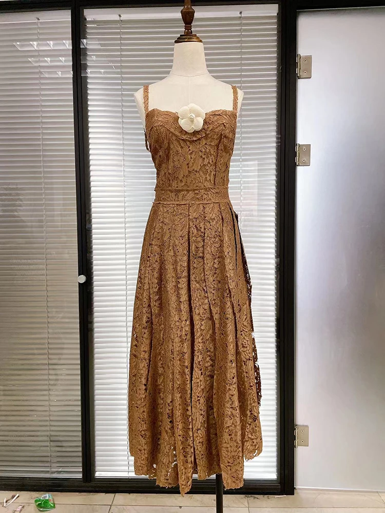 [YA Studio] Дизайнерское кружевное платье, новый нишевый стиль, волнистая плиссировка, мода на лето-осень 2023 г. . ' - ' . 1