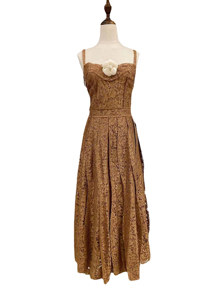 [YA Studio] Дизайнерское кружевное платье, новый нишевый стиль, волнистая плиссировка, мода на лето-осень 2023 г. . ' - ' . 4
