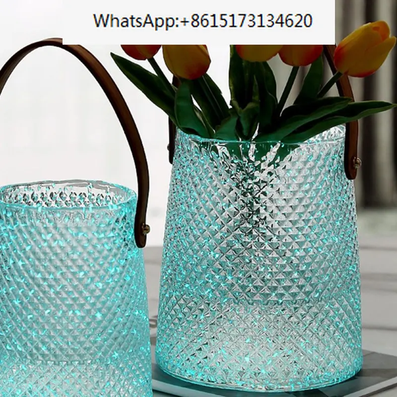 Креативная светящаяся стеклянная ваза для украшения гостиной, растение, офисные очки, цветы, украшение интерьера дома, подарки современного искусства . ' - ' . 4