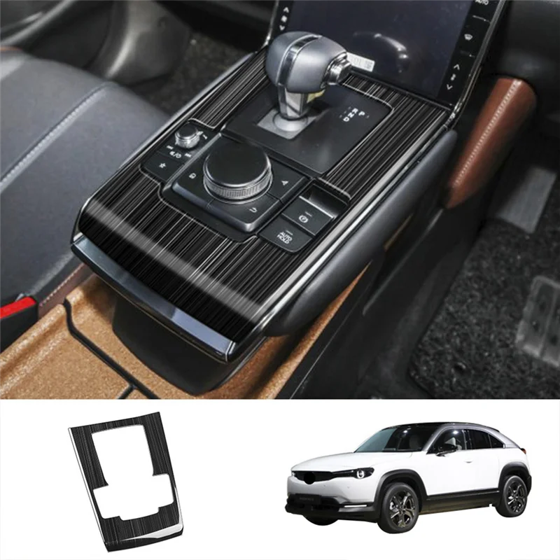 Автомобильная Глянцевая Черная Центральная панель переключения передач, Наклейка на панель управления, Модификация интерьера для Mazda MX30 MX-30 2022+ . ' - ' . 0