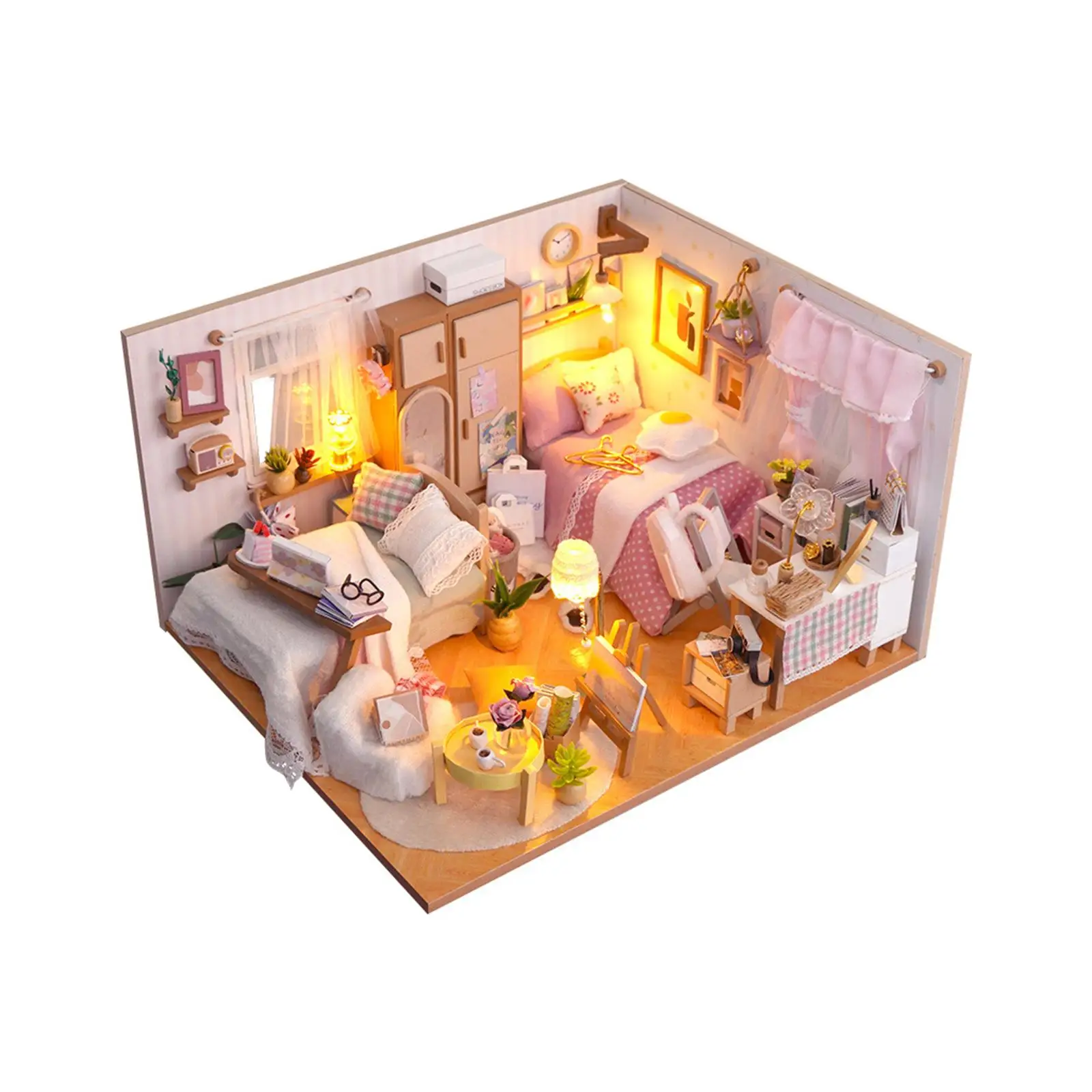 Деревянные миниатюрные наборы для кукольного домика Предметы коллекционирования с мебелью Идеальный подарок для детей и взрослых Модные произведения искусства Творческая спальня . ' - ' . 0