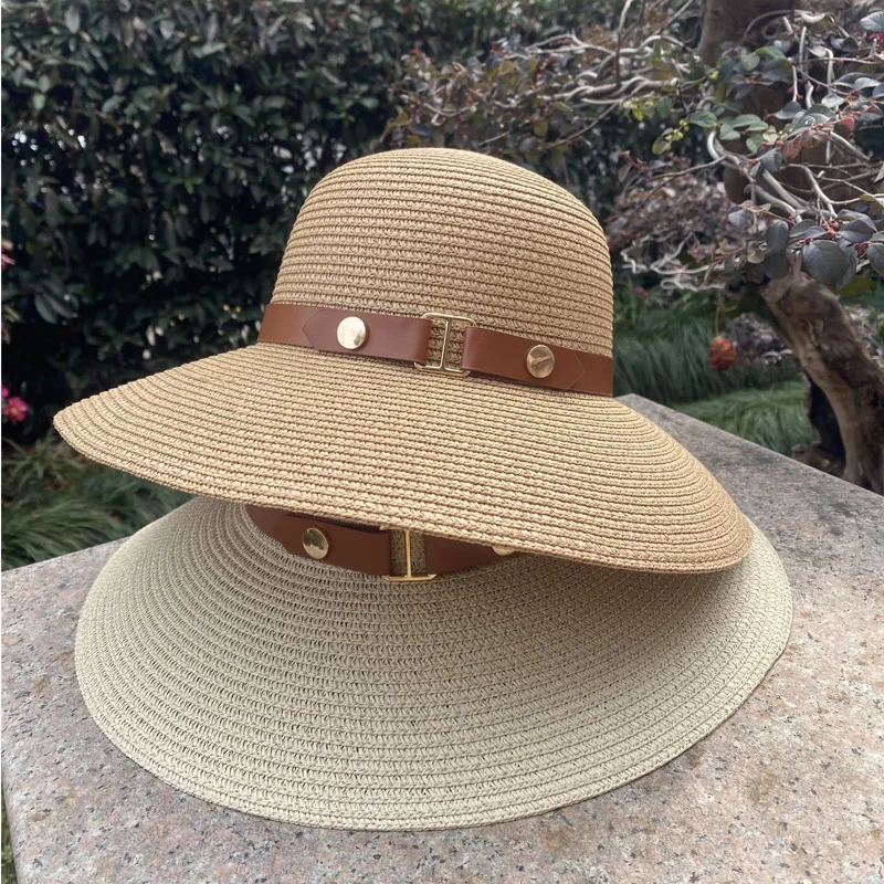 2023 Новая женская соломенная шляпа, Горячая распродажа, Летняя пляжная шляпа для путешествий, Солнцезащитная шляпа, защищенная от ультрафиолета, широкополая панама . ' - ' . 0