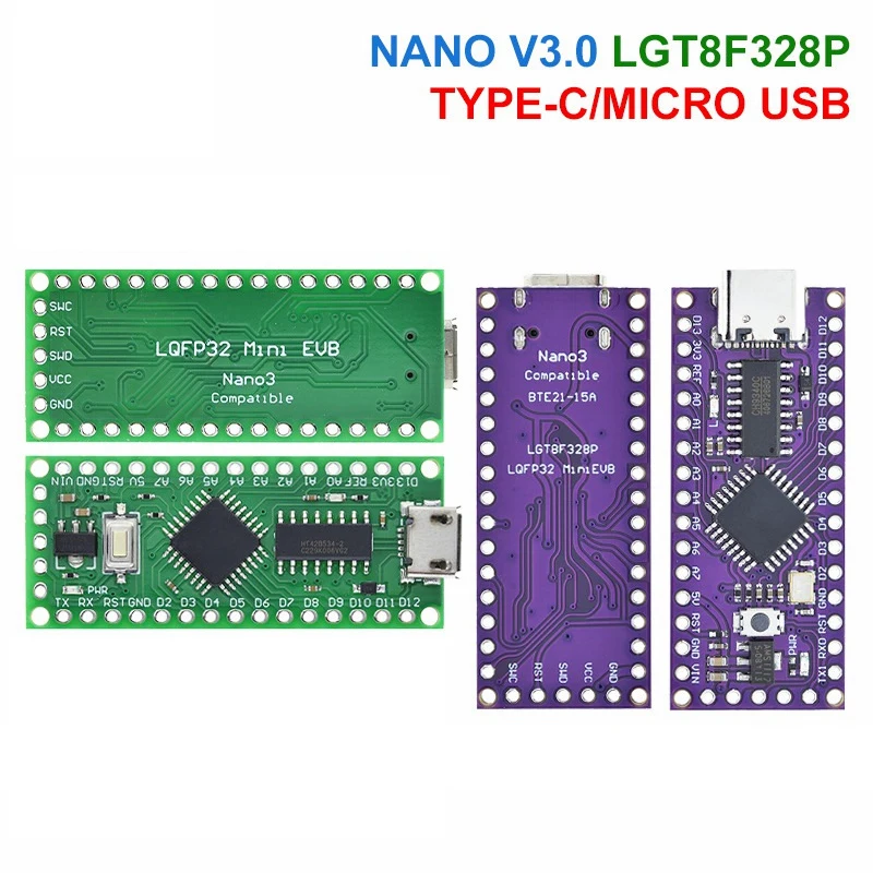 Оригинальный LGT8F328P-LQFP32 MiniEVB TYPE-C MICRO USB Mini ATMEGA328P Заменяет Arduino Nano V3.0 LGT8F328P HT42B534-1 SOP16 . ' - ' . 1