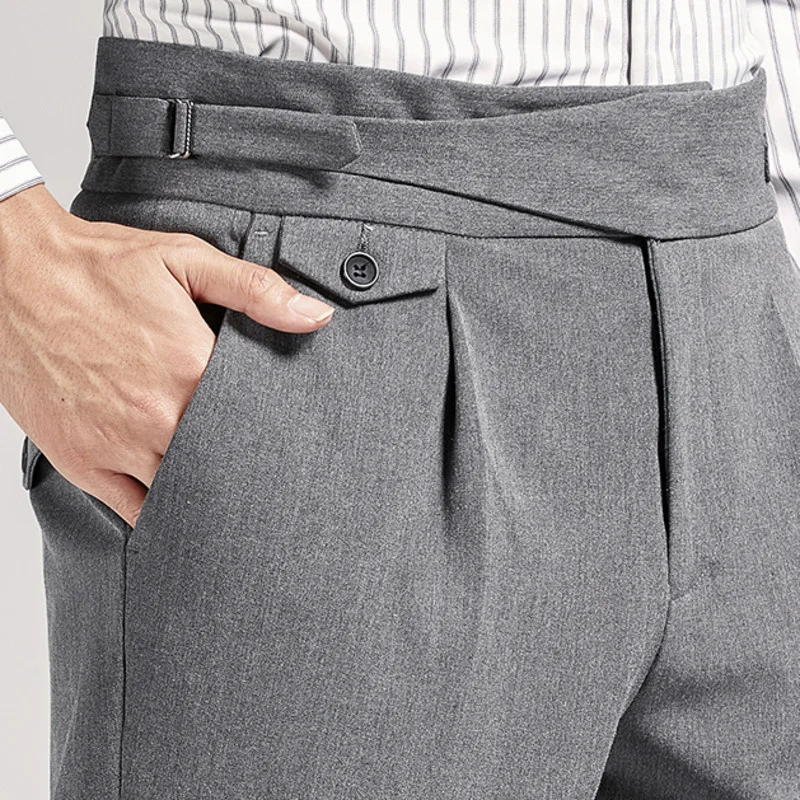 Весенняя мода 2023, деловые итальянские парижские брюки на пуговицах, прямые мужские офисные брюки с высокой талией для отдыха, универсальные брюки для офиса . ' - ' . 1