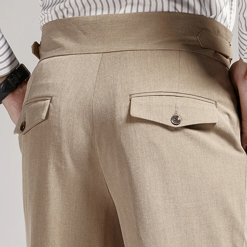 Весенняя мода 2023, деловые итальянские парижские брюки на пуговицах, прямые мужские офисные брюки с высокой талией для отдыха, универсальные брюки для офиса . ' - ' . 3
