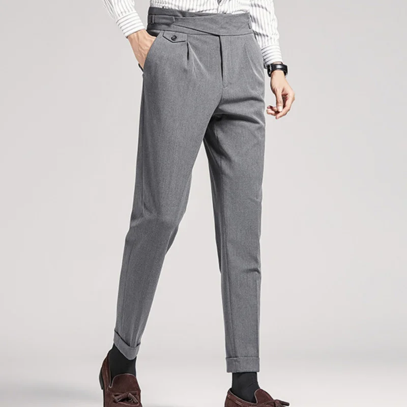 Весенняя мода 2023, деловые итальянские парижские брюки на пуговицах, прямые мужские офисные брюки с высокой талией для отдыха, универсальные брюки для офиса . ' - ' . 4