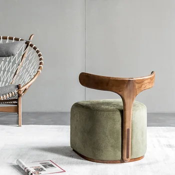 Скандинавский современный дизайнер, креативный стул для отдыха из ткани со спинкой из массива дерева/ табурет для замены обуви, табурет Новый