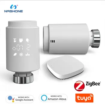 Умный радиаторный клапан Tuya, подключенный термостатический термостат Zigbee, программируемый термостат 220 В, работает с Alexa, Google Home