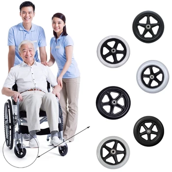 2шт 6/7 / 8-дюймовая замена переднего колеса инвалидной коляски Универсальный износостойкий ролик