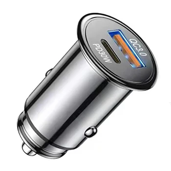 Металлическое мини-автомобильное зарядное устройство Qc3.0 48 Вт USB Type C, автомобильная зажигалка One Drag Two, быстрое автомобильное зарядное устройство для мобильного телефона