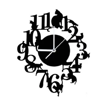 Настенные часы с черным котом, крючок, антикварные настенные часы в помещении, скандинавские часы, милый кот (черный)