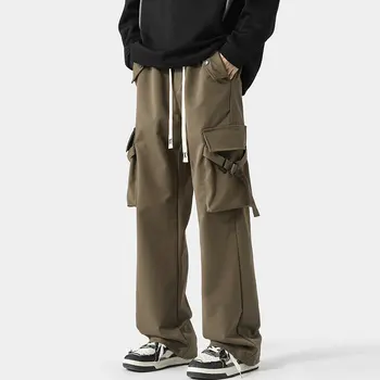 Мужские брюки-карго с большим карманом, черные брюки для бега, модные повседневные брюки в стиле хип-хоп, мужские Женские спортивные штаны, свободные, M-5XL