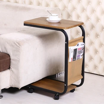 Небольшой металлический приставной столик на колесиках современного дизайна, журнальный столик в скандинавском стиле, угловой минималистичный столик для гостиной, мебель для дома