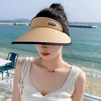 Новая уличная высокая шляпа, круглый пустой цилиндр, женские большие поля, маленькое лицо, солнцезащитная шляпа, шляпа-веер для прогулки на море