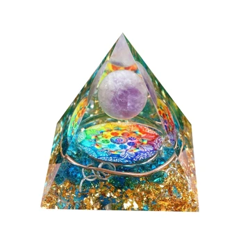 Оргоновая Пирамида Радужный Цветочный Узор Исцеляющая Хрустальная Сфера Шар Камень Ювелирные Изделия Генератор Энергии Декор