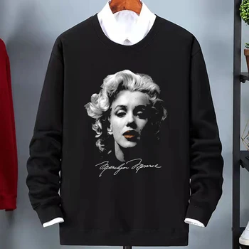 Фирменные свитшоты с портретом Мэрилин Монро в стиле поп, 100% хлопок, удобный повседневный мужской пуловер с капюшоном, модная уличная одежда