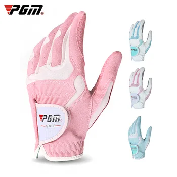 Женские перчатки для гольфа PGM, мягкая ткань из микрофибры, Противоскользящие бусины, дышащие перчатки, Заводские защитные перчатки для спорта на открытом воздухе ST018