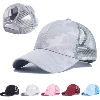 Модные женские летние бейсболки с конским хвостом, Сетчатая шляпа с камуфляжным принтом, Спортивная шляпа для гольфа, Повседневная Солнцезащитная шляпа для девочек на открытом воздухе, Дышащая