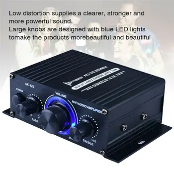 Мини-Усилитель Fm-радио Черный Аудиоусилитель Ak170 Аудиоусилитель Mini Hifi Audio Power Amplifier Усилитель Мощности Hifi Стерео