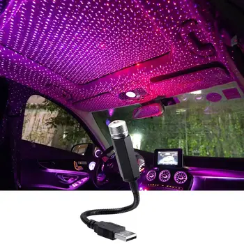 Светодиодный ночник на крыше автомобиля Star Проектор Atmosphere Galaxy Лампа USB Декоративная Регулируемая для украшения потолка в помещении на крыше автомобиля