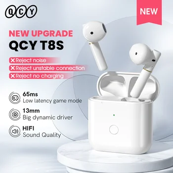 Новые Беспроводные Наушники Upgade QCY T8S Bluetooth 5,0 Наушники с Низкой задержкой 65 мс 13 мм Драйвер HIFI Звук для Музыки/ Игр ENC HD Call