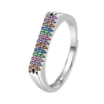MeiBaPJ Чаопай из стерлингового серебра S925 пробы, персонализированное двухрядное цветное циркониевое кольцо, изысканные свадебные украшения для женщин