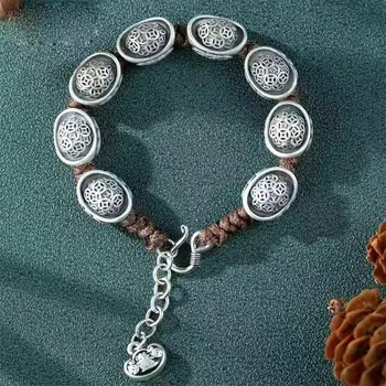 YS Новый S925 Тайский серебряный браслет Treasure 8 бусин Браслет Оригинальный дизайн Серебряный браслет Fanhua ручной работы