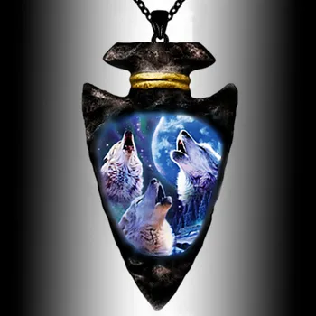 Креативный треугольный кулон для мужчин в стиле хип-хоп, Черная цепочка, ожерелье с Волчьей головой, панк-ожерелья для мужчин, ювелирные изделия из нержавеющей стали, подарок для вечеринки