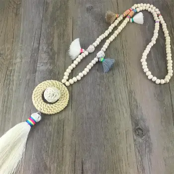 Геометрическое ожерелье с подвесками в виде кисточек Для женщин, ювелирные изделия, Деревянные богемные Свадебные украшения, подарок для вечеринки Оптом
