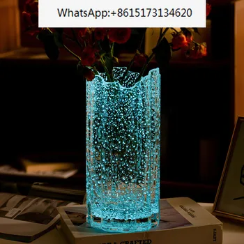 Креативная светящаяся стеклянная ваза для украшения гостиной, растение, офисные очки, цветы, украшение интерьера дома, подарки современного искусства