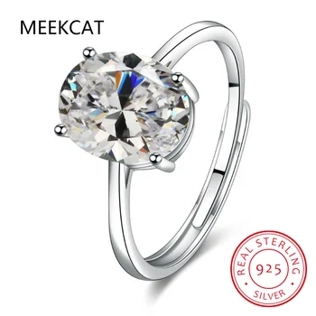 Базовое серебро 925 пробы, большое роскошное кольцо с прозрачным цирконием овальной огранки для женщин, Обручальное кольцо, кольцо Обещания RHR668