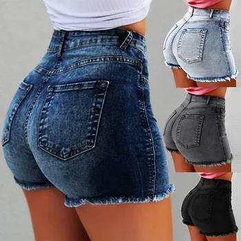 Женские джинсовые шорты 2023, летние джинсовые шорты с кисточками и дырками, с высокой талией, модная уличная одежда, повседневная с карманами, горячие шорты