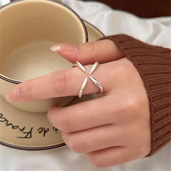 Модное регулируемое кольцо с перекрестием пальцев для девочек, минималистичные ювелирные подарки e772