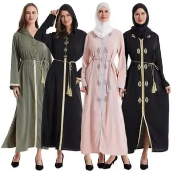 Марокканские Вечерние Платья Abaya Dubai Djellaba Турецкий Халат С Капюшоном Африканский Кафтан Eid Muslim Women Maxi Dress Femme Islam Jilbab
