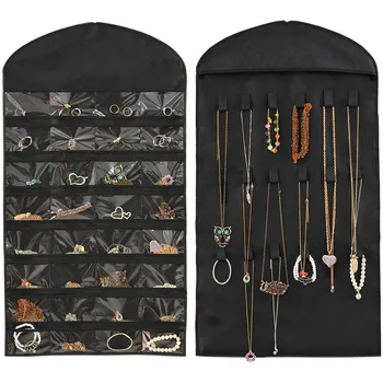 Подвесная сумка для хранения ювелирных изделий, ожерелье, браслет, серьги, кольцо, органайзеры для ювелирных изделий и шкатулка для хранения ювелирных изделий (без вешалки)