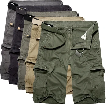 Армейские шорты-карго, мужские повседневные шорты, Летние мужские хлопковые шорты с несколькими карманами длиной до колена, Свободные Брюки