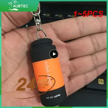 1-5 шт. Карманный светодиодный фонарик USB Перезаряжаемый Мини-брелок для ключей, Яркий фонарик для кемпинга, Портативный Водонепроницаемый, Большой емкости