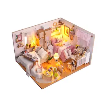 Деревянные миниатюрные наборы для кукольного домика Предметы коллекционирования с мебелью Идеальный подарок для детей и взрослых Модные произведения искусства Творческая спальня