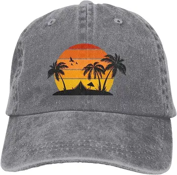Модные повседневные мужские бейсболки для пляжа, солнца и пальм, Летняя Регулируемая джинсовая шляпа Siae для папы, Черный дорожный подарок