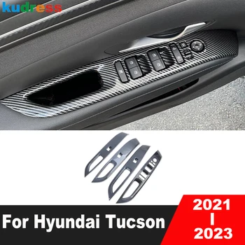 Для Hyundai Tucson NX4 2021 2022 2023 Карбоновый Автомобильный Дверной Подлокотник Кнопка Включения Стеклоподъемника Отделка Крышки Панели Аксессуары Для Интерьера