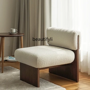 Одноместный диван-кресло из массива дерева в японском стиле, ретро-кресло для отдыха в гостиной, домашний ленивый диван из овечьей шерсти в помещении