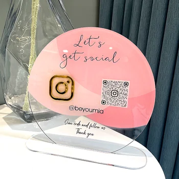 Акриловая Бизнес-Вывеска для социальных сетей с Пользовательским Логотипом Instagram 20 см с золотой иконкой из перспексового стекла
