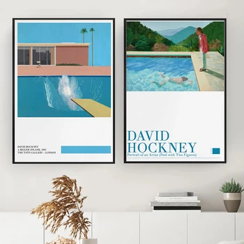 Выставка Дэвида Хокни Бескаркасная живопись на холсте Декоративно-прикладное искусство Плакатное изображение Картина для украшения дома гостиной спальни