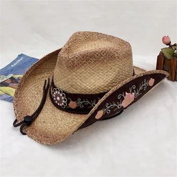 Соломенная шляпа с цветочной вышивкой, летняя Приморская шляпа для фотосъемки девушек DXAA
