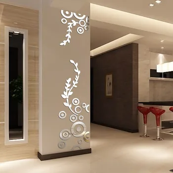 Креативное кольцо с кругом, Акриловые зеркальные наклейки на стену, 3D наклейка на стену, Домашний декор, Обои для спальни, гостиной